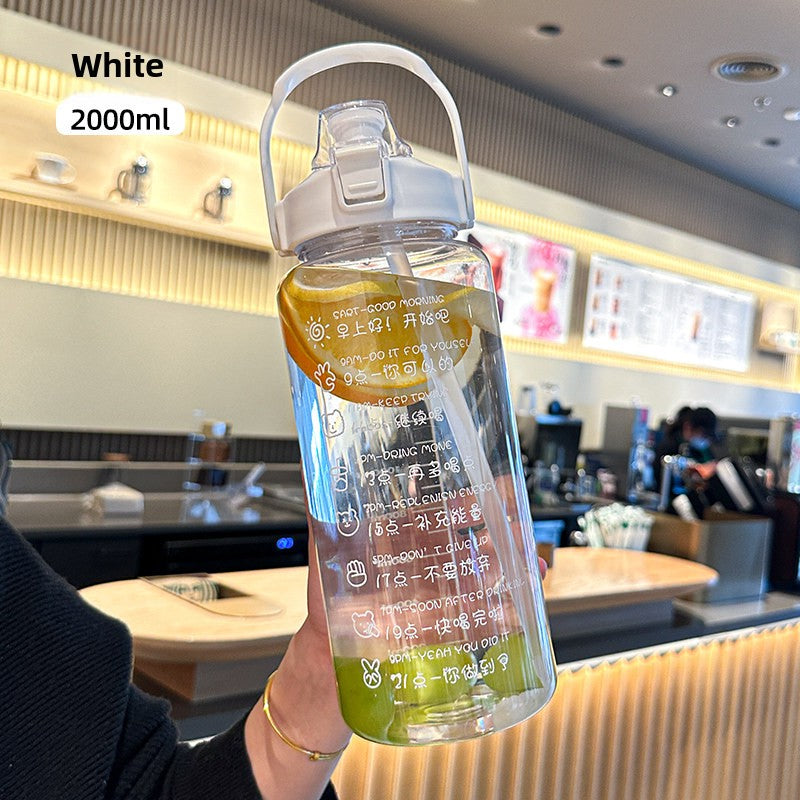 Large Capacity Dual Drink Water Bottle with Straw