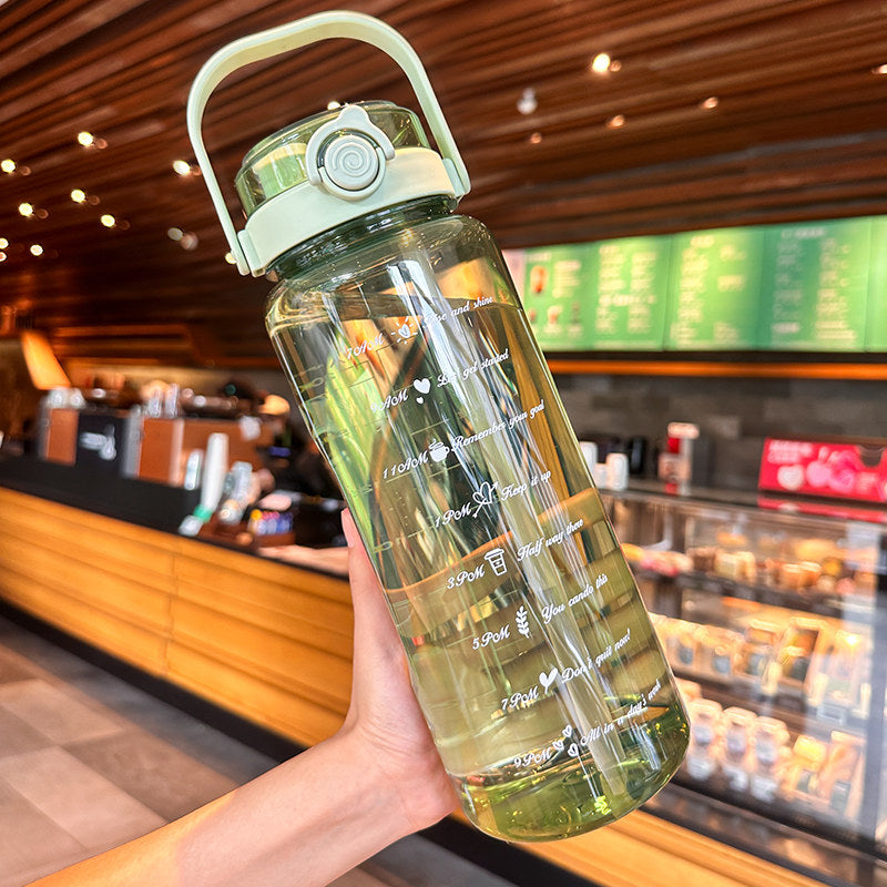 Large Capacity Dual Drink Water Bottle with Straw