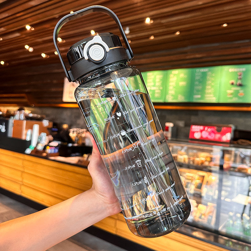 Large Capacity Dual Drink Water Bottle with Straw
