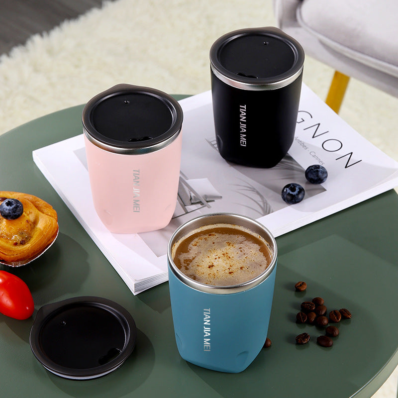 Double Wall Stainless Steel Coffee Cup with Direct Drink Lid