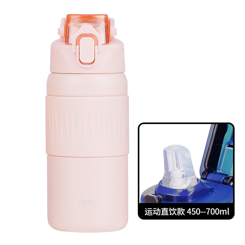 Sports Insulated Water Bottle with Straw and Direct Drink Lid