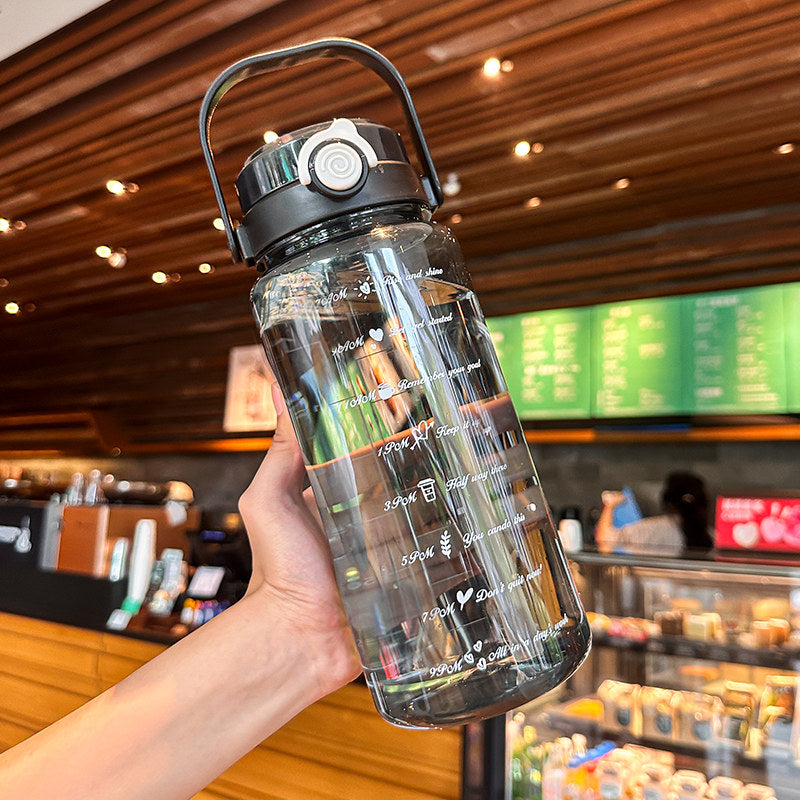 Large Capacity Dual Drink Water Bottle with Straw