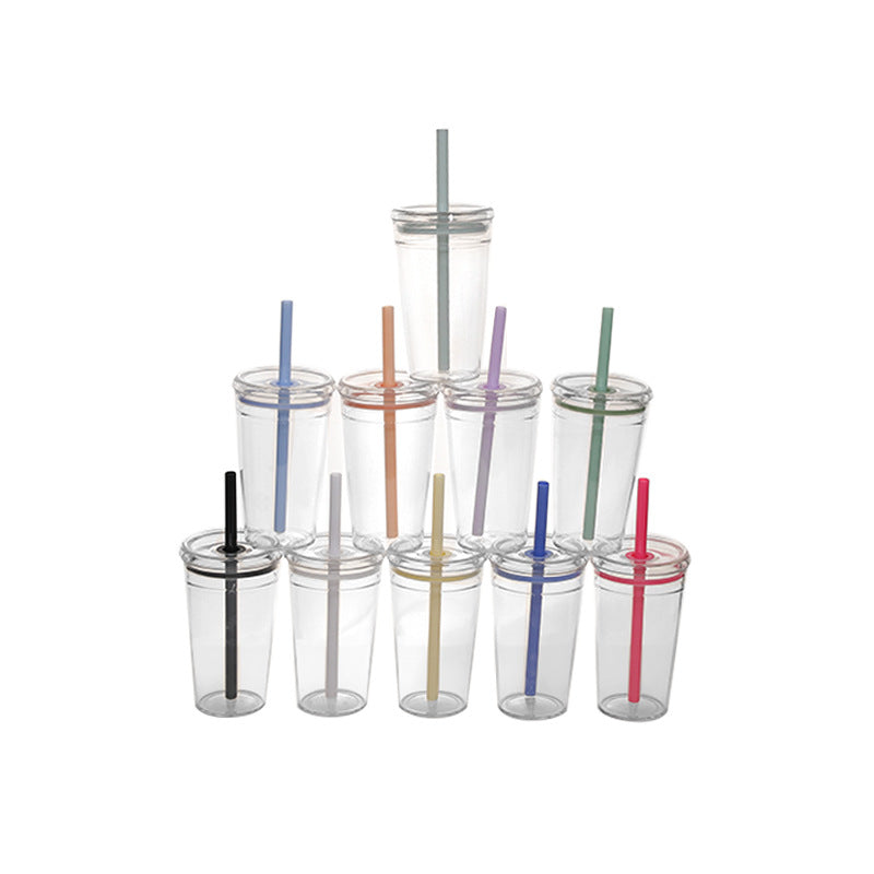 Transparent Suction Straw Drink Cup