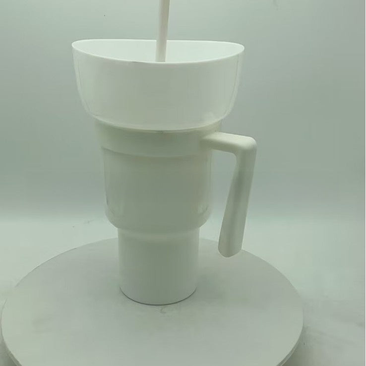 Portable Snack Drink Cup with Handle and Straw