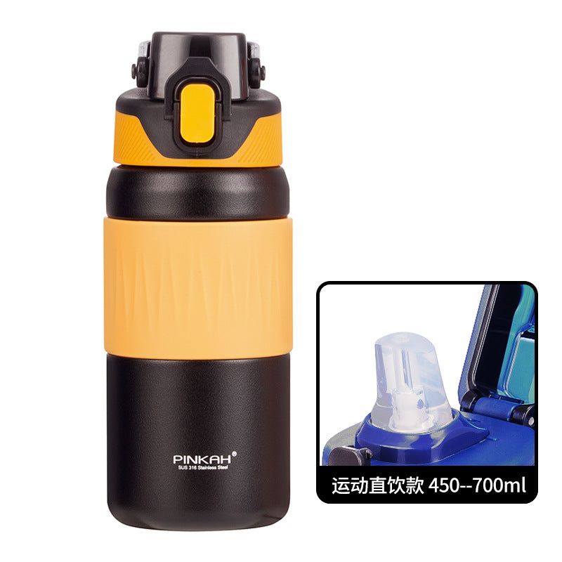 Sports Insulated Water Bottle with Straw and Direct Drink Lid