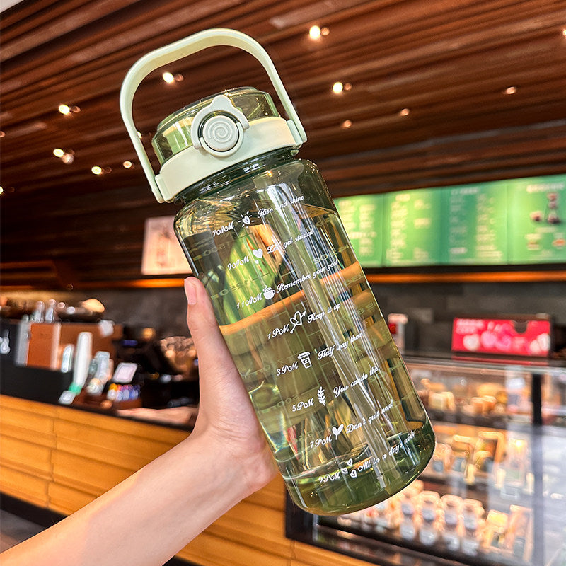 Large Capacity Dual Drink Water Bottle with Straw