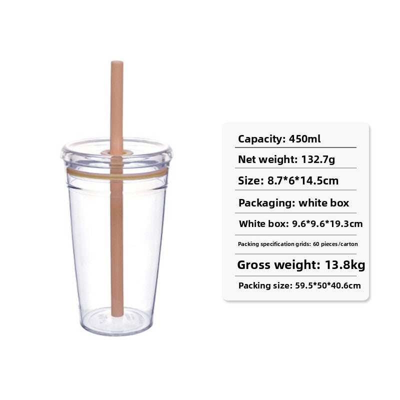 Transparent Suction Straw Drink Cup