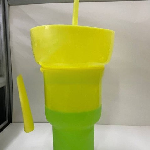 Portable Snack Drink Cup with Handle and Straw