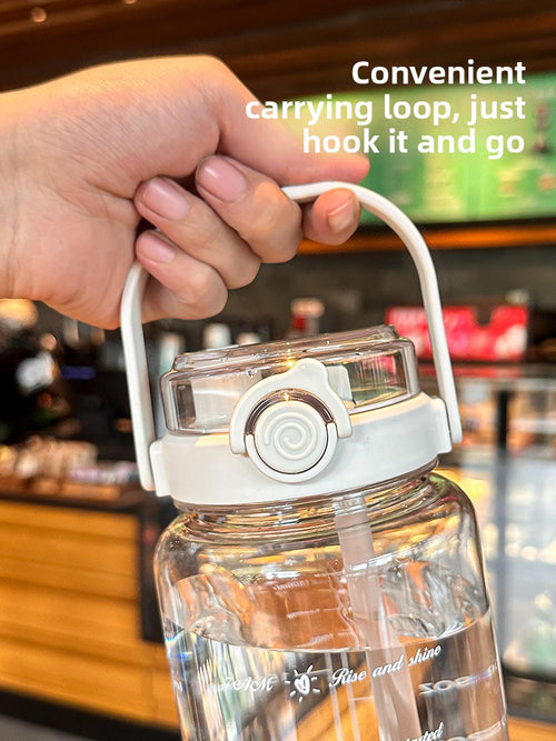 Large Capacity Dual Drink Water Bottle with Straw