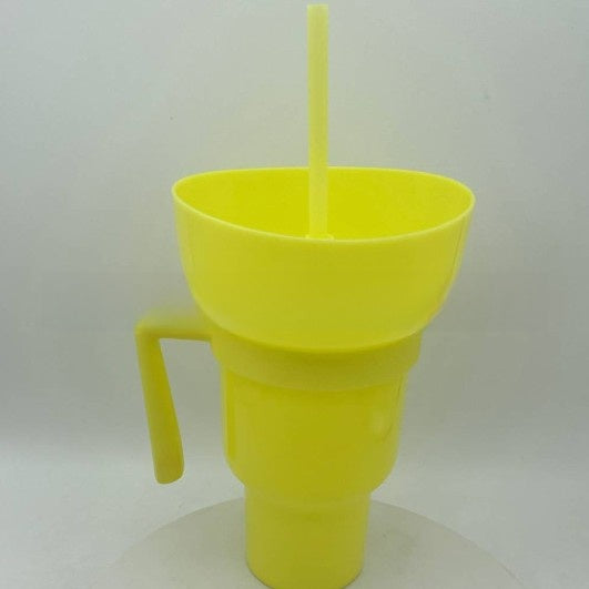 Portable Snack Drink Cup with Handle and Straw
