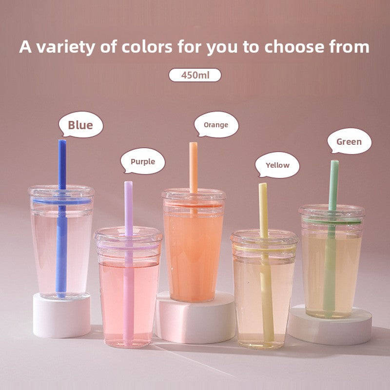 Transparent Suction Straw Drink Cup
