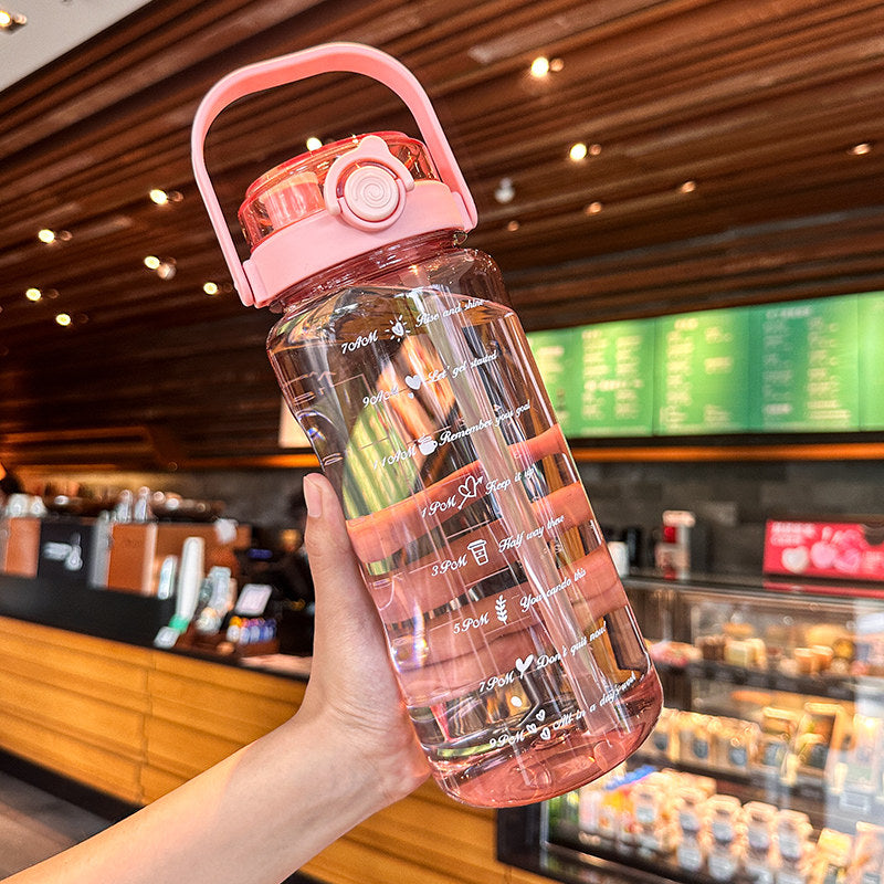 Large Capacity Dual Drink Water Bottle with Straw