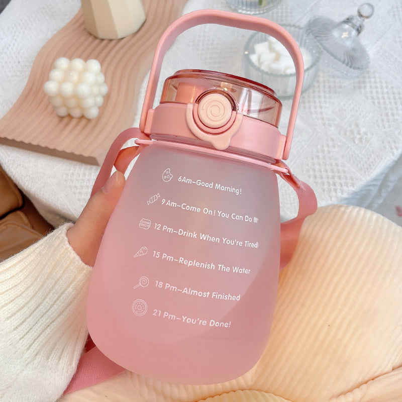 Large Capacity Dual Drink Water Bottle with Straw