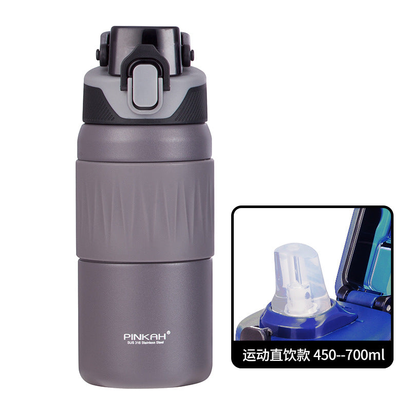 Sports Insulated Water Bottle with Straw and Direct Drink Lid