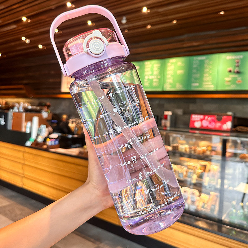 Large Capacity Dual Drink Water Bottle with Straw