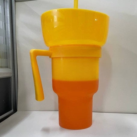 Portable Snack Drink Cup with Handle and Straw