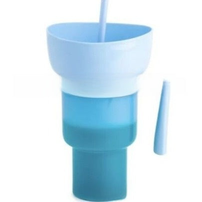 Portable Snack Drink Cup with Handle and Straw