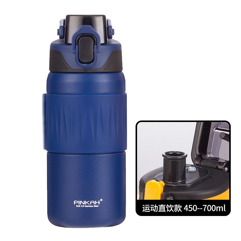 Sports Insulated Water Bottle with Straw and Direct Drink Lid