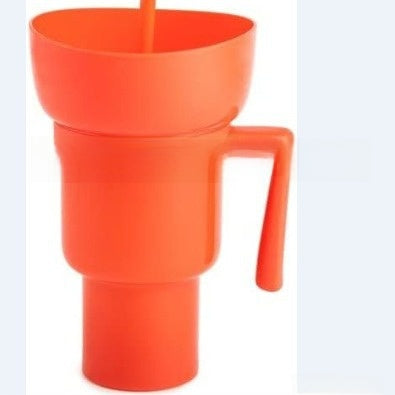 Portable Snack Drink Cup with Handle and Straw