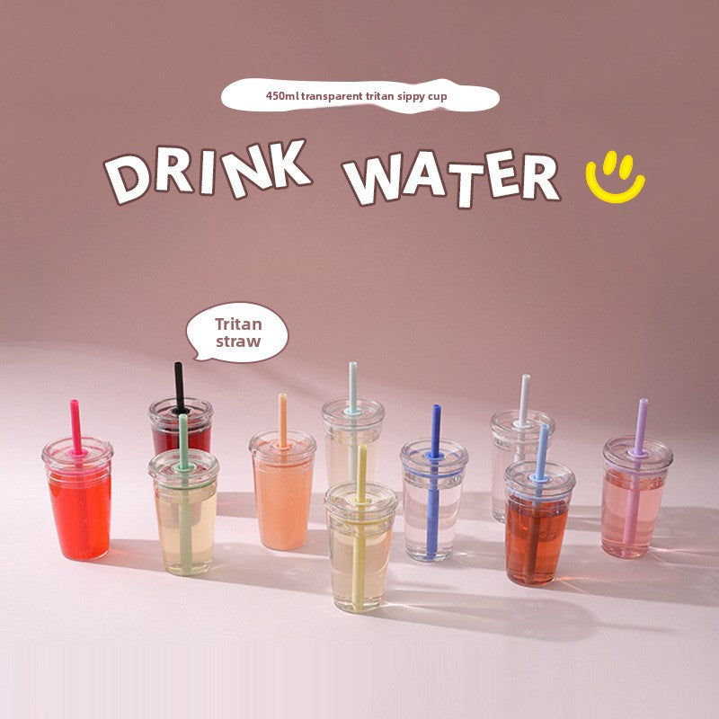 Transparent Suction Straw Drink Cup